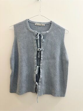 Abercrombie & Fitch Light Blue Ribbed Tie-Front Sweater Vest